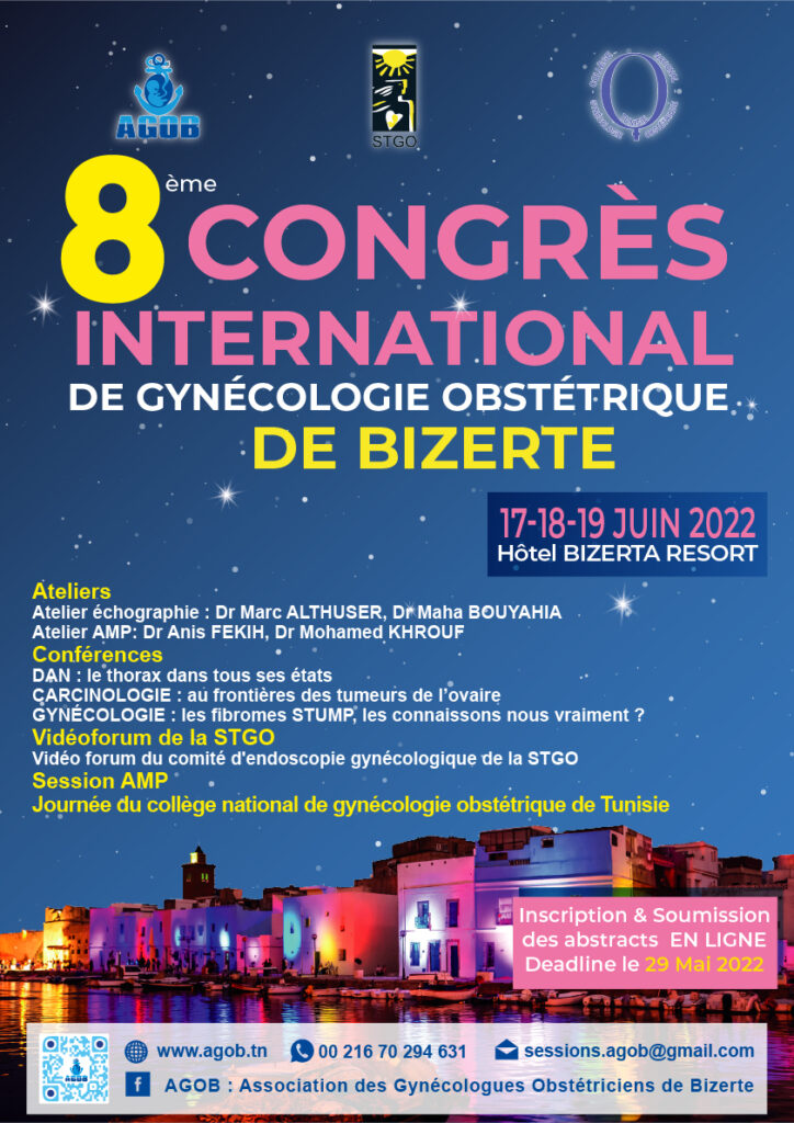 8ème Congrès International de Gynécologie Obstétrique de Bizerte (8CIGOB) se déroulera le 17, 18 et 19 juin 2022
